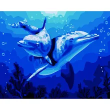 MOLEK DIY картина маслом по номерам комплект любовник дельфины абстрактная акриловая Картина на холсте домашний Декор стены искусства для гостиной