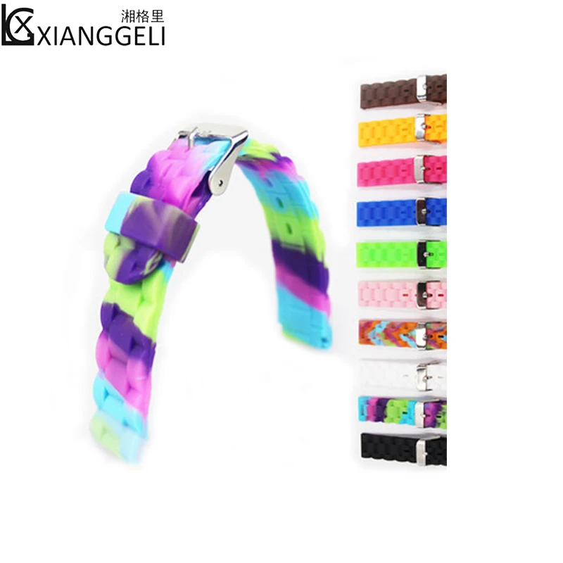 

Watch Accessories Silicone Strap 16mm Color Silicone Wristband Pin Buckle Anti-level Direct Child Women Watch Band