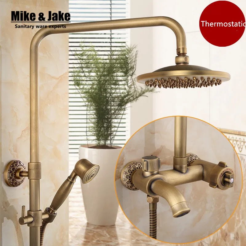 

Bathroom thermostatic antique shower set faucet mixer bathroom shower kit control with buttons bath shower set shower MJ9962