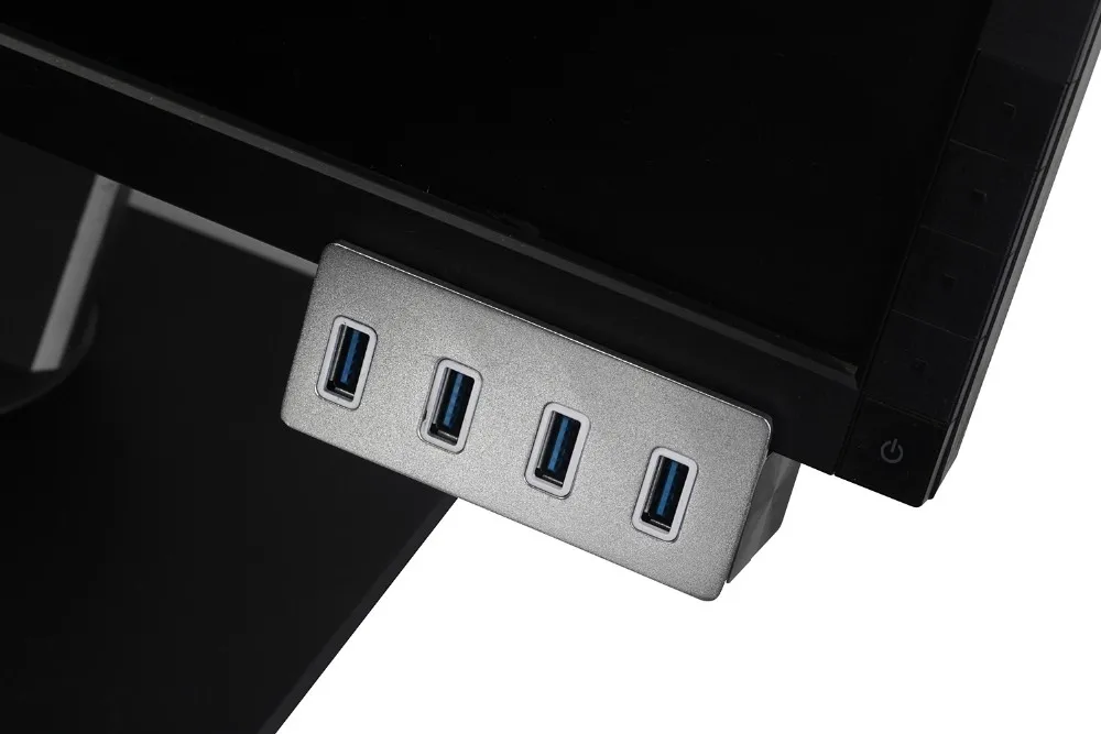 Bus-Powered USB 3.0 4-Port Compact Hub w/ Clamp, 1M USB Cable for Mac Ultrabook PC Laptop Computer Peripherals and More