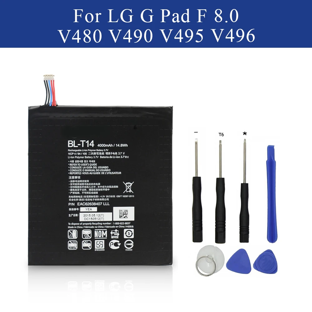 

BL-T14 Replacement Battery for LG G Pad Gpad F 8.0 V480 V490 V495 V496 4000mAh Tablet Batterie with Tools