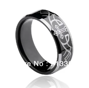 

Free Shipping Buy Cheap Price Jewelry USA Brazil Russia HOT Selling 8MM Men&Womens Christ Cross Wing Black Tungsten Wedding Ring