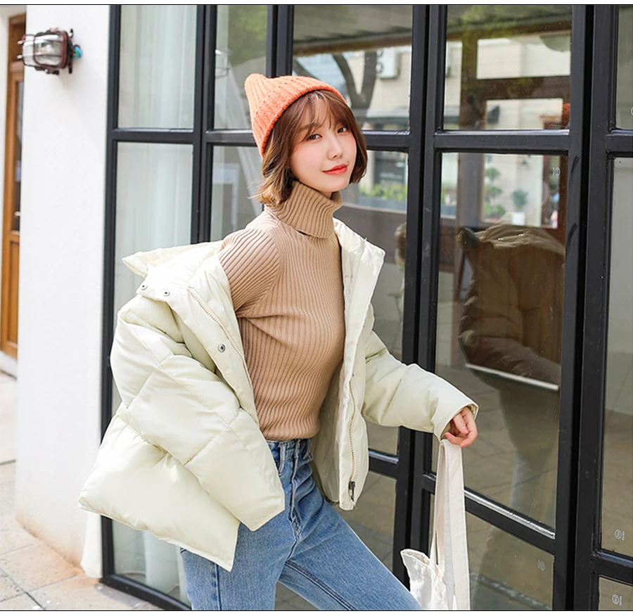 Hot Sale Winter Cotton Jacket Female Thicken Snow Lichens New Harajuku Short Sweet Down Cotton Coat Women Warm Loose Parkas