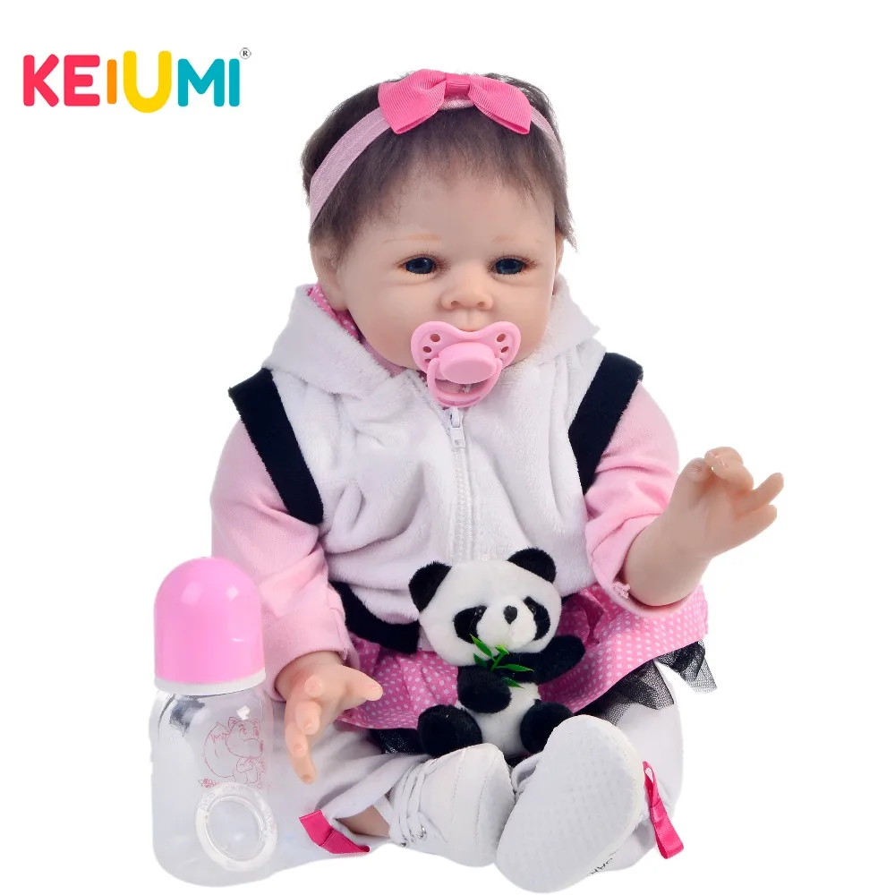 

KEIUMI 22 Inch Lifelike Baby Girl Doll 55cm Cloth Body Realistic Newborn Alive Babies Toy For Child Bedtime Play Early Education