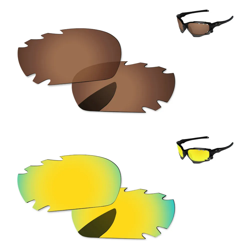 24 K золотой и Медь коричневый 2 пары Поляризованные замены линзы для Jawbone Солнцезащитные очки с отверстиями Frame 100% UVA и UVB Защита