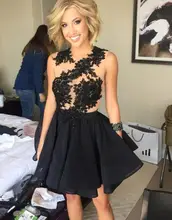 Sexy Schwarzen Kurzen Cocktail Party Kleider Wulstige Spitze Appliques Durchsichtig Mieder Mädchen Mini Prom Party Cocktail Kleider
