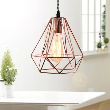 

Modern pendant lights vintage hanglamp plating rose gold birdcage hanging lamp for living room kitchen pendant lamp fixtures