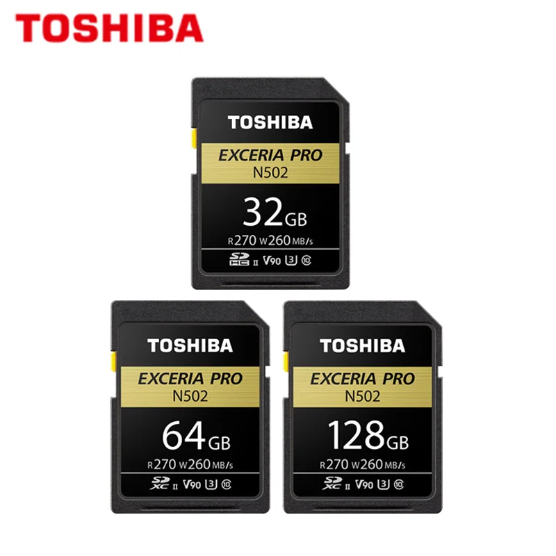 TOSHIBA SD карта 128 ГБ 32 ГБ SDHC U3 64 Гб SDXC V90 UHS-III карты памяти N502 EXCERIA PRO до 270 МБ Поддержка записи видео 8K