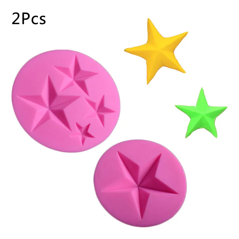 2 Pcs Stars Silicone Handmade Soap Mold Polymer Clay Molds DIY Cake