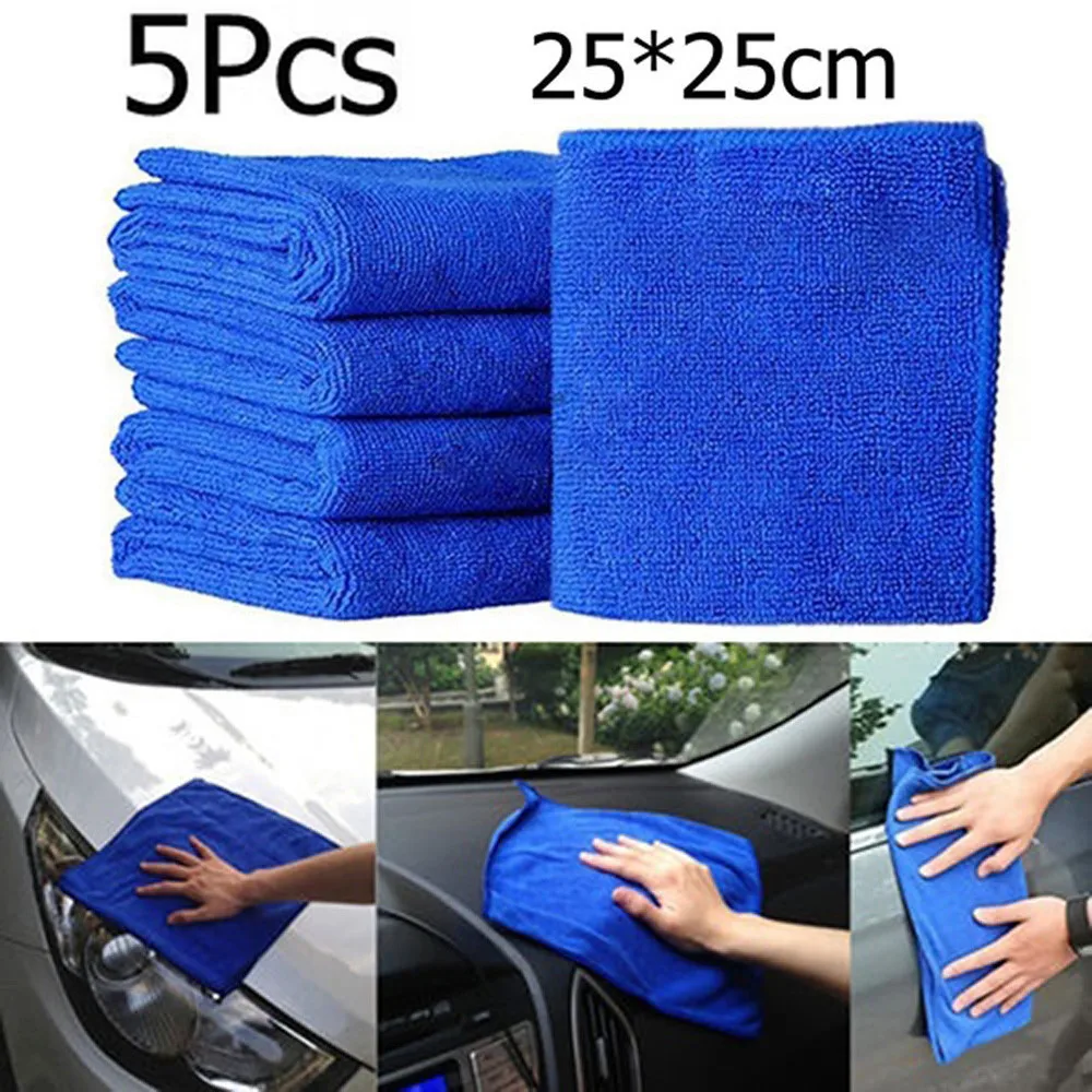 

5Pcs Microfiber Towels Blue Absorbent Washing Cloth Car cleaning Microfiber Cleaning Towels #MY