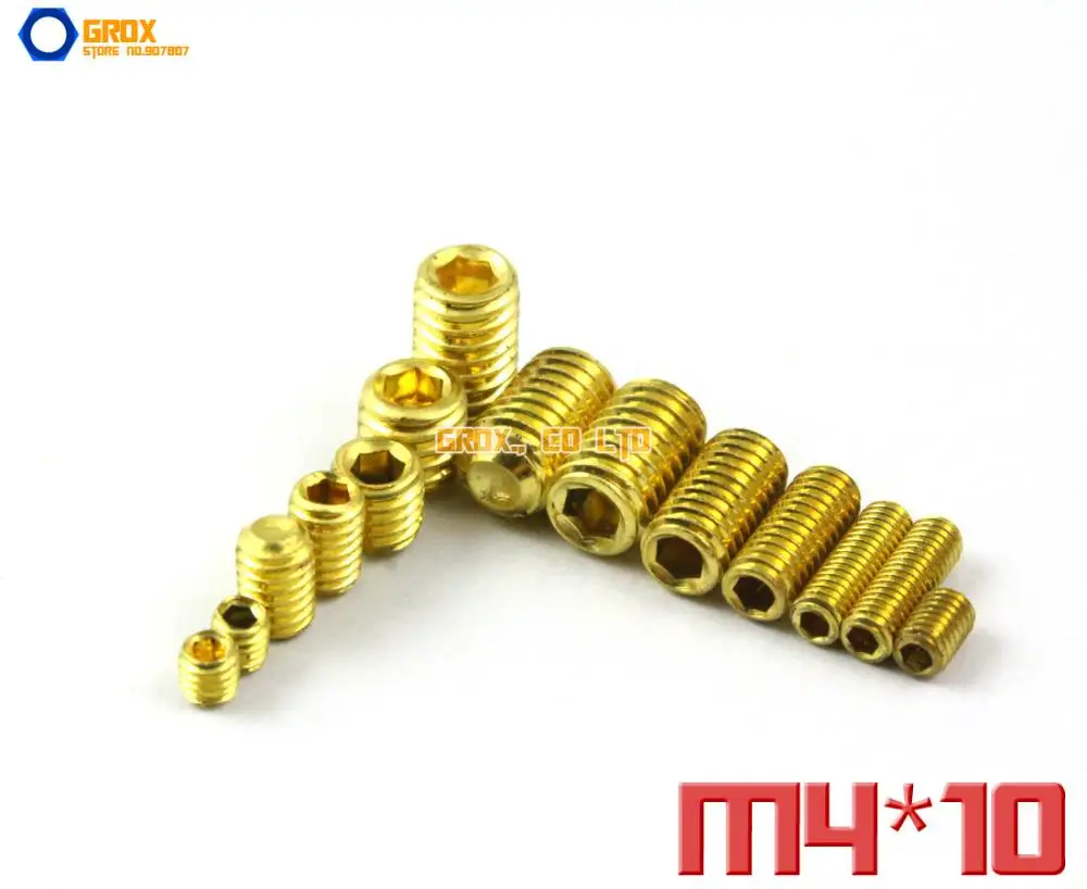 100 Pieces M4 X 10mm Brass Grub Screws Cup Point Hex Socket Set Screw -  Screws - AliExpress