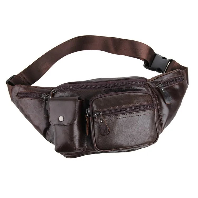 Vintage genuine leather waist packs fanny pack Fashion men small travel bag Pocket sports waist wallet for men Free shipping (2)