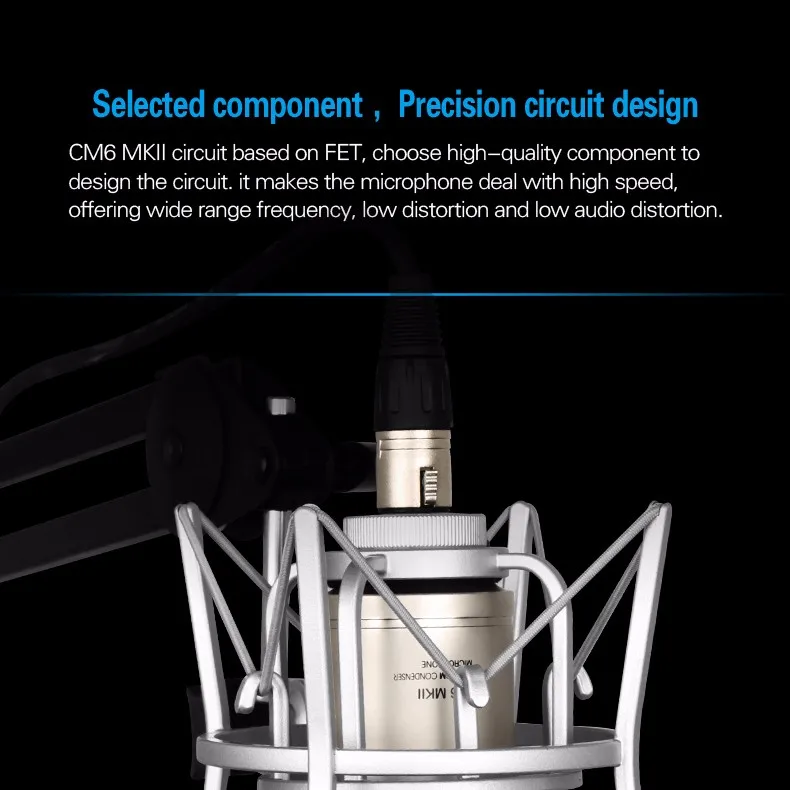 Alctron CM6MKII профессиональный конденсаторный микрофон для студийной записи с ударным креплением и поп-фильтром