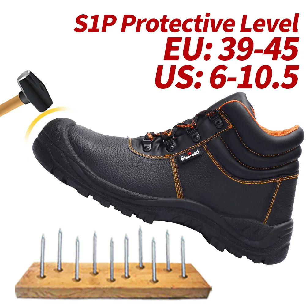 

STEELHEAD 16 Men Safety Work Boots Steel Toe S1P Puncture proof Anti static SRC Anti Slip Genuine Leather Sneaker Shoes