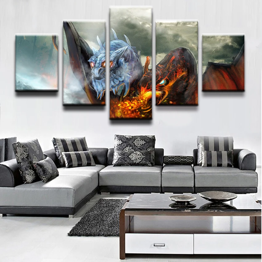  Home Decor Canvas Art 5 Pieces Canvas Painting DOTA 2 Jakiro HD Printed Video Game Poster Wall Art 
