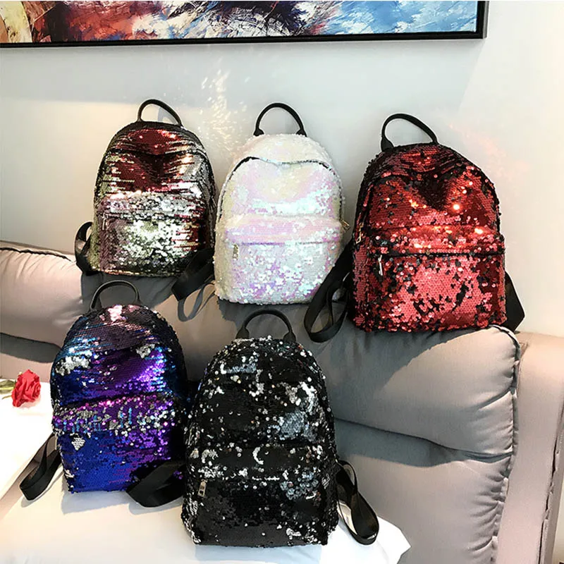

Hot Mosaic Sequins Fashion Backpack Shoulder Bag PU Leather Girl Bag Student Cases BVN66