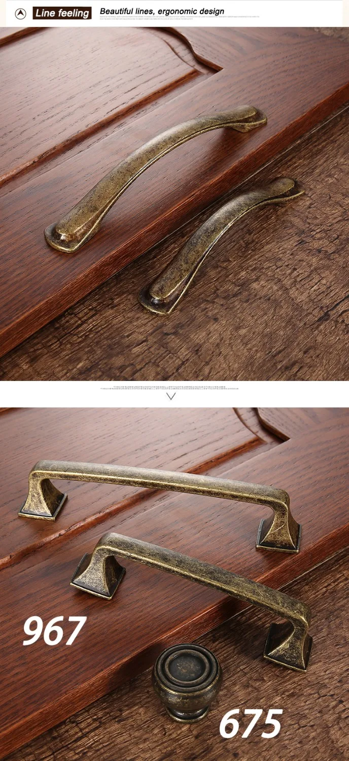 AOBT Retro Metal Antique Brass 96mm 128mm Kitchen Cabinet Door Handle Furniture Drawer Knobs Wardrobe Cupboard Pulls Handles 610