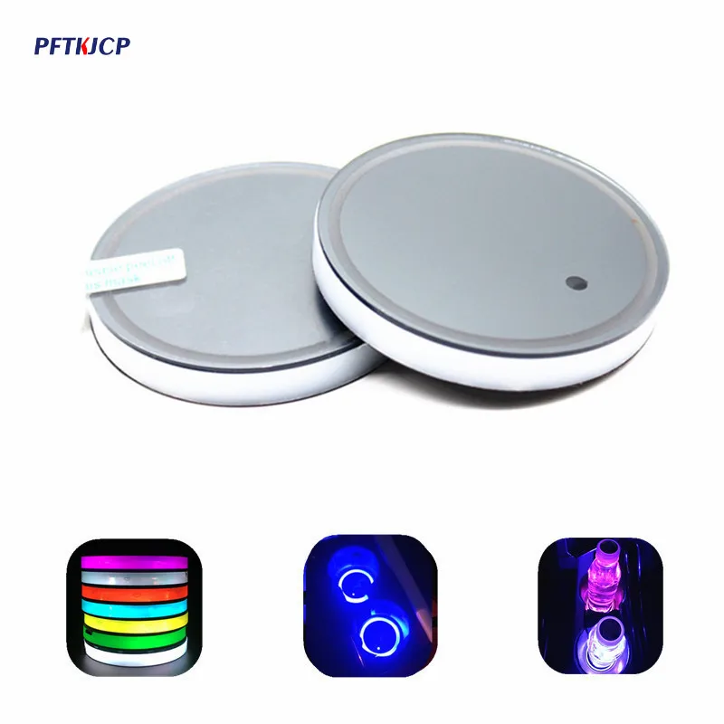 

PFTKJCP Diameter 68mm 2pcs Led Car Cup Holder Coaster Bottom Mat for Mazda speed 3 5 6 cx-5 atenza led light water drink holder