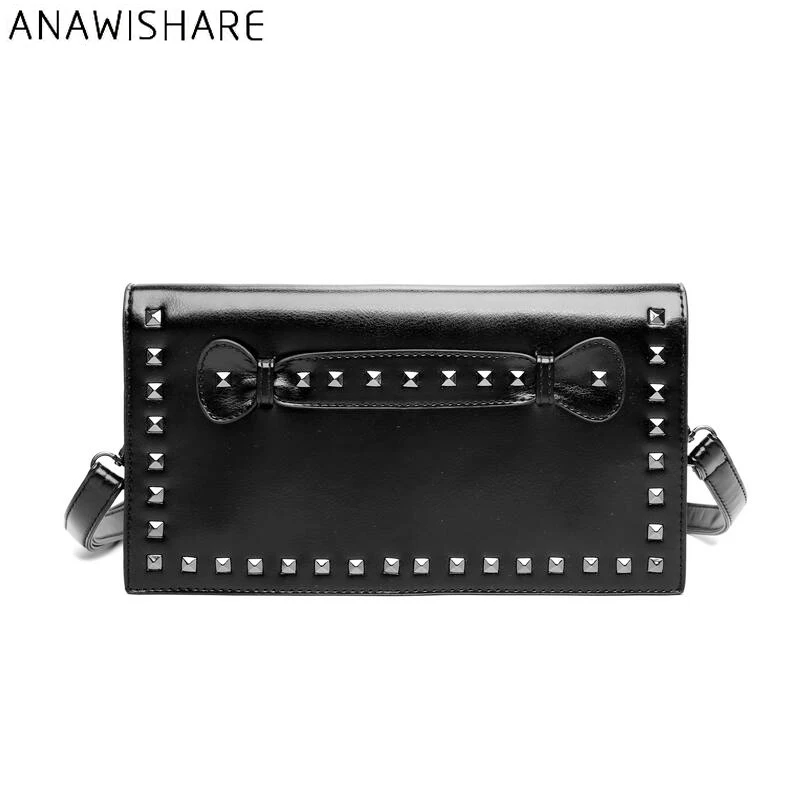 

ANAWISHARE Women Leather Day Clutches Bag Rivet Crossbody Bag Messenger Bags Ladies Envelope Evening Party Bag Designer Handbags