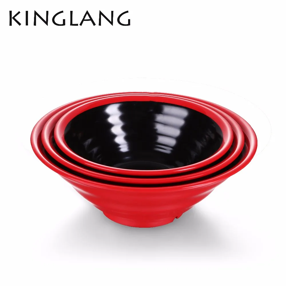 

Japanese restaurant black and red Double color Melamine noodle bowl wholesale plastic dinnerware ramen bowl set