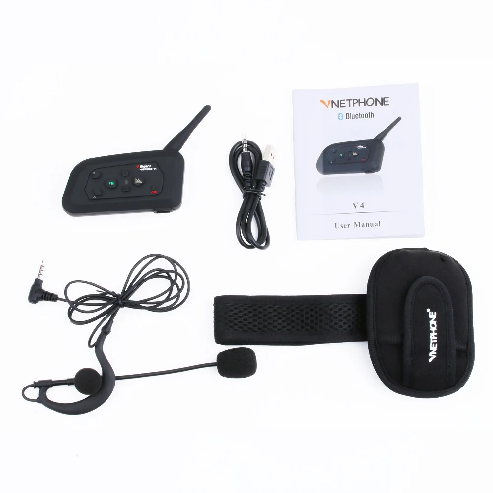 New Bluetooth Walkie Talkie V4C Motorcycle Communication Headphone Full Duplex Outdoor Talking Support Four Riders