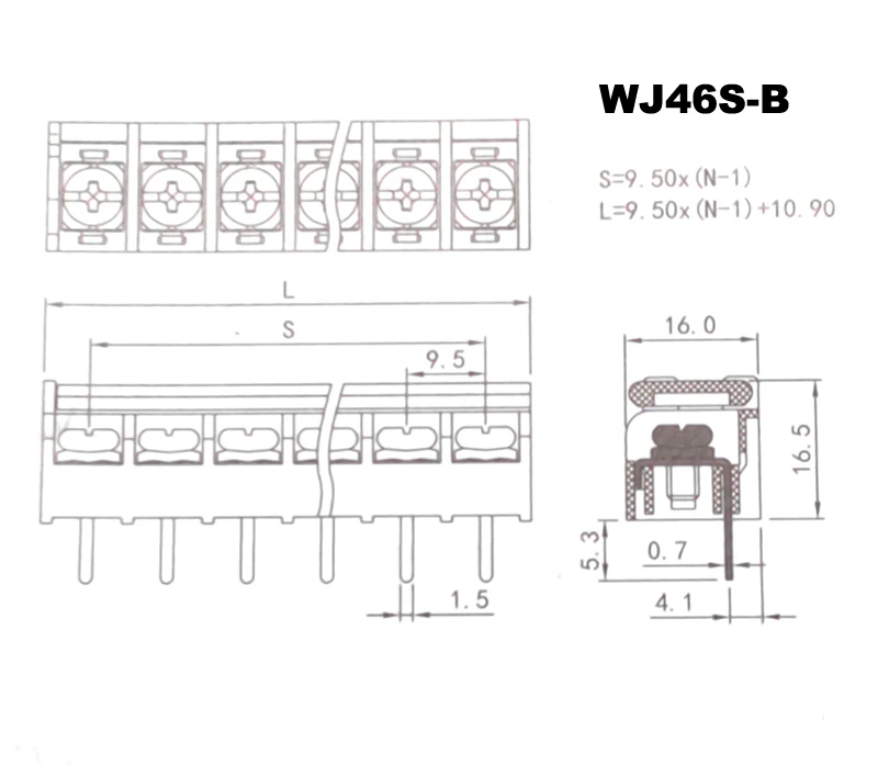 WJ46S-B pitch 9.5mm size