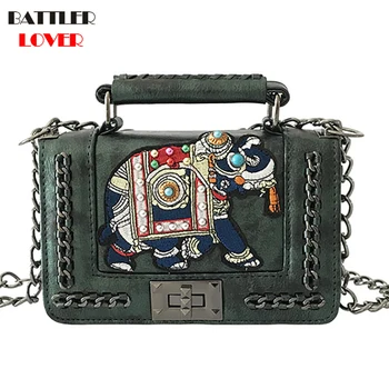 

Summer Pearl Elephant Embroidered Chain Bag Woman Luxury Brand Handbags 2019 PU Leather Flap Shoulder Bag Women Crossbody Bag