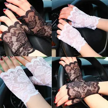 

HOT Women Sexy Lace Sunscreen Fingerless Gloves Anti-UV Party Gloves