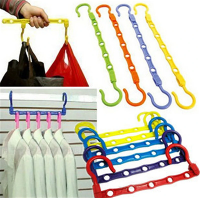 Multi functional five hole magic hanger wardrobe Clothes classification hanger outdoor Windproof