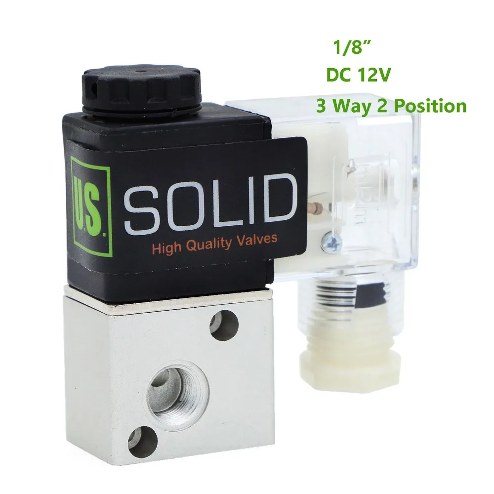 U.S. Solid 1/" 3 способа 2 положения пневматический Электрический электромагнитный клапан DC 12 V алюминиевый сплав