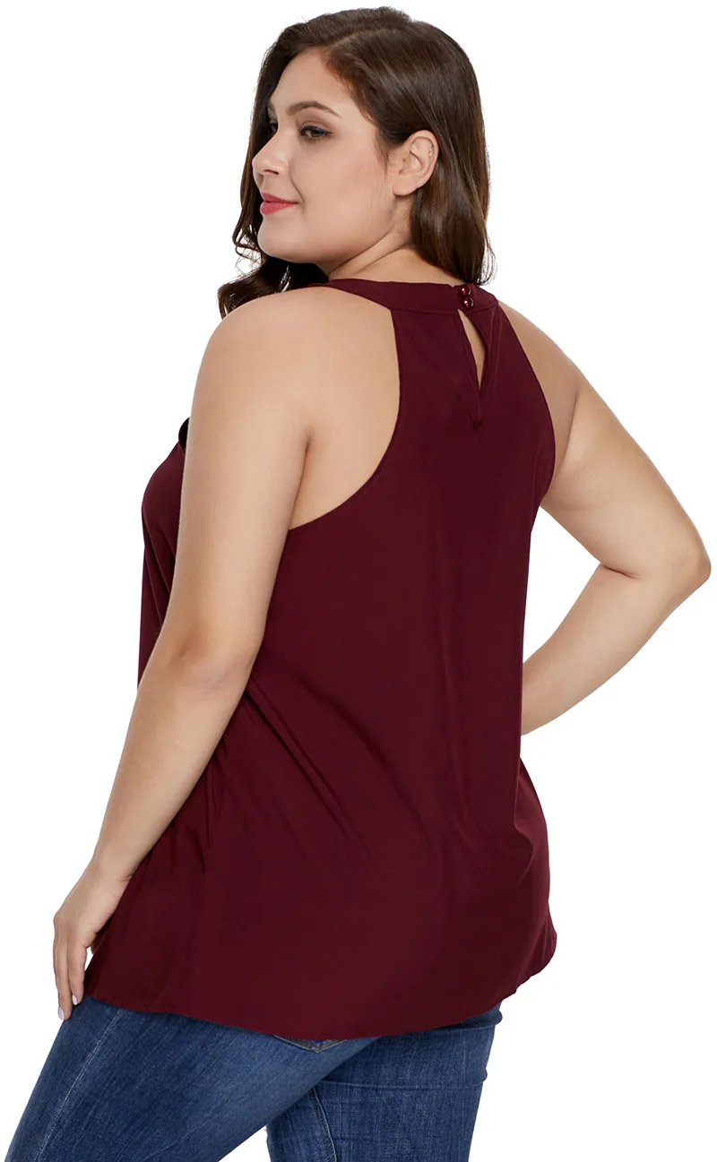 Plus-Size-Red-Challis-Goddess-Lattice-Tank-LC251831-3-6