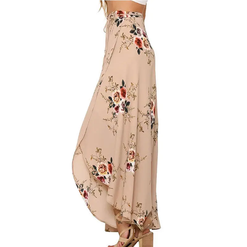 HIRIGIN Floral print long skirt women Casual boho beach summer maxi skirt female Button split streetwear tassel sexy skirts