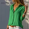 Women Tops Blouses 2022 Spring Elegant Long Sleeve Solid V-Neck Chiffon Blouse Female Work Wear Shirts Blouse Plus Size ► Photo 1/6