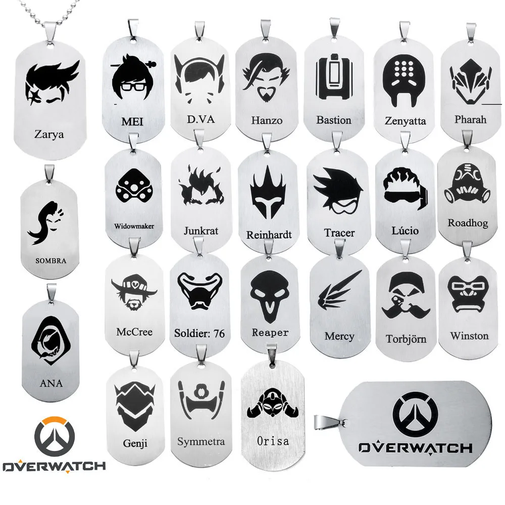 24 типа OW кулон с биркой для собак все герои логотип tracer жнец widowmaker Hanzo бусы колье