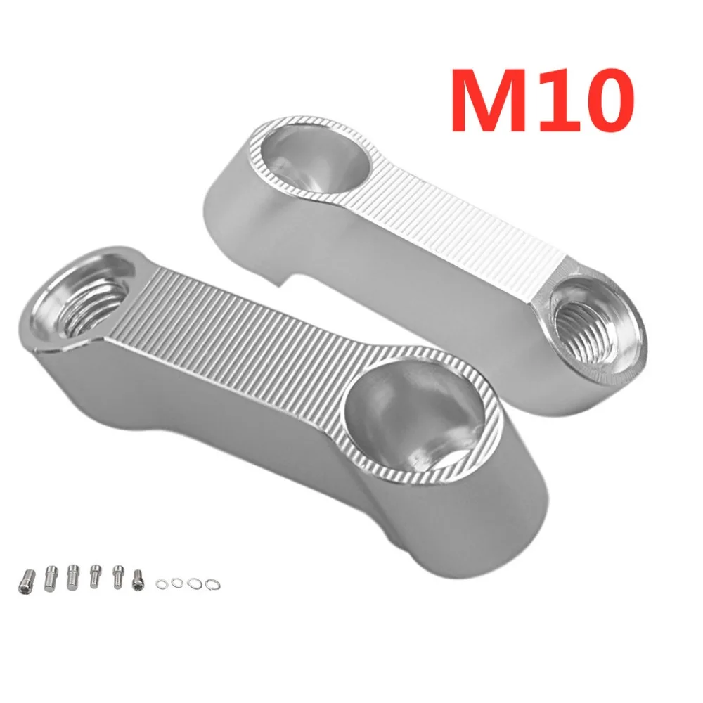 Silver B Baosity Motorcycle Mirror Mount Risers Extenders Rearview Side Mirrors Adapter CNC Aluminum for Sportbikes Scooters 7/8 inch 22mm Handle Bars 