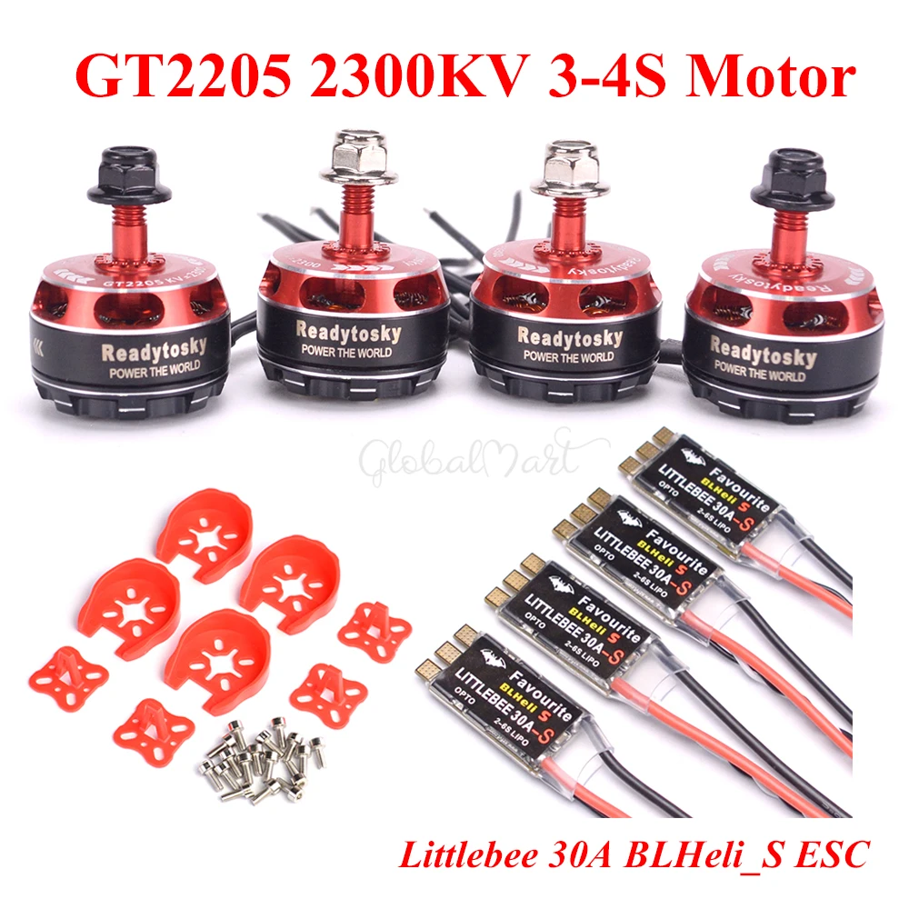 Readytosky 4 шт. GT2205 2205 2300KV 3 4S бесщеточный двигатель и FVT LittleBee 30A ESC BLHeli_S OPTO для
