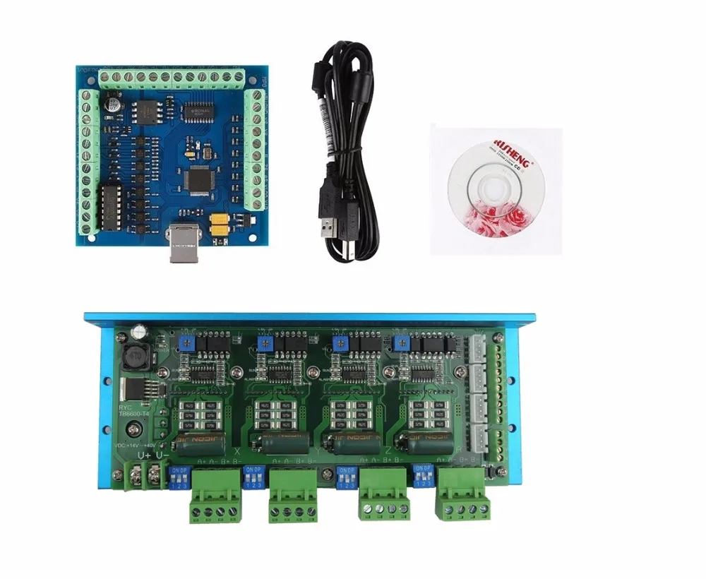 CNC TB6600 4 оси 4.5A Драйвер шагового двигателя доска+ MACH3 USB 4 оси 100 кГц Гладкий Степпер контроллер движения Совет