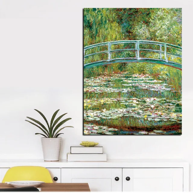 Bridge Over a Pond of Water Lilies by Claude Monet Printed on Canvas 4