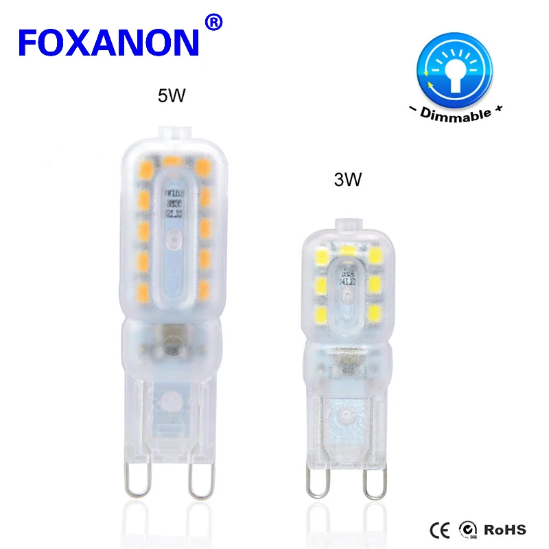 

G9 LED Lamp Dimmable 120V / 220V 3W 5W Bulb 2835 SMD Light Corn Bulb SpotLight 360 Beam Angle Replace Halogen 30W 50W Lighting