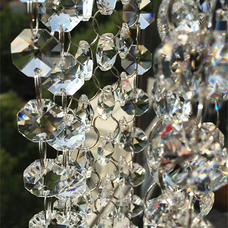 

20M/lot Free Shipping 14mm Clear Octagon K9 Crystal Beads connected with 11mm rings,Wedding Cake Decorative Crystal Garland/Stra