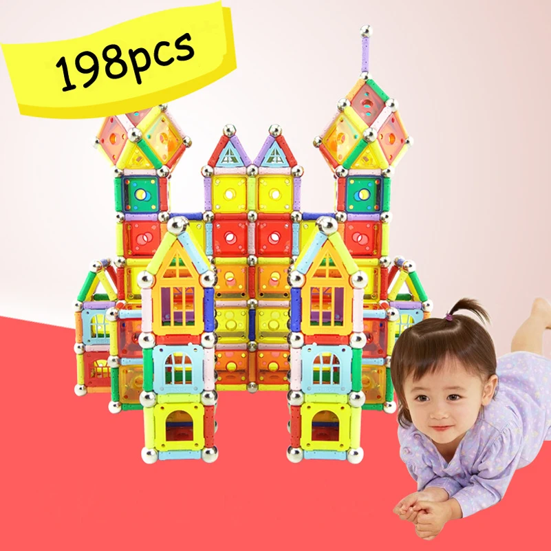 

198pcs Plastic Magnetic Building Blocks Toys Blocks Bricks Magnetic Toy Magic Creative DIY Model Building Kits