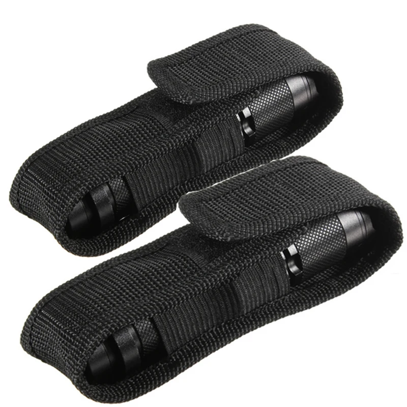 

High quality Nylon magic sticker Torch Holster Pouch Bag Black Flashlight Holster Pouch Durable Flashlight For Outdoor Hunting
