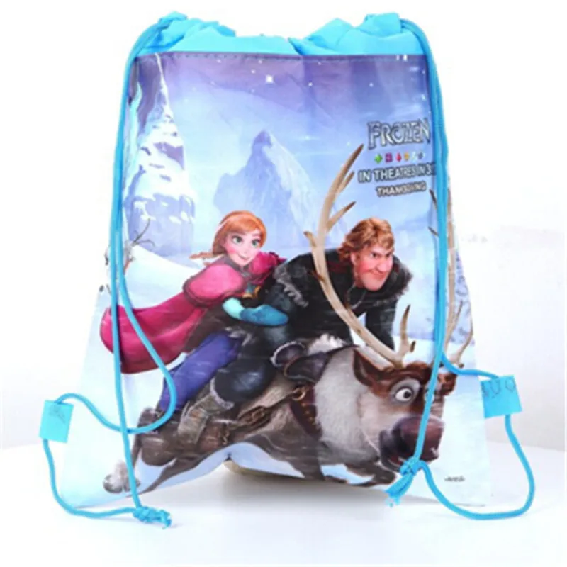 Disney Frozen 12 шт./партия, Детские Сумки На День Рождения мультфильм на шнурке, Детские Сумки на завязках, школьные сумки на завязках