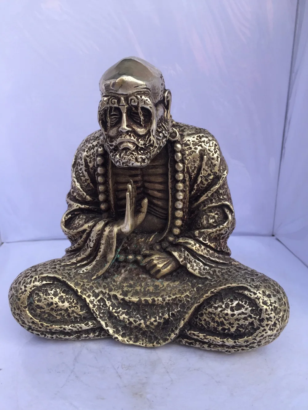 

antique antiques chinese copper Carve monk statue