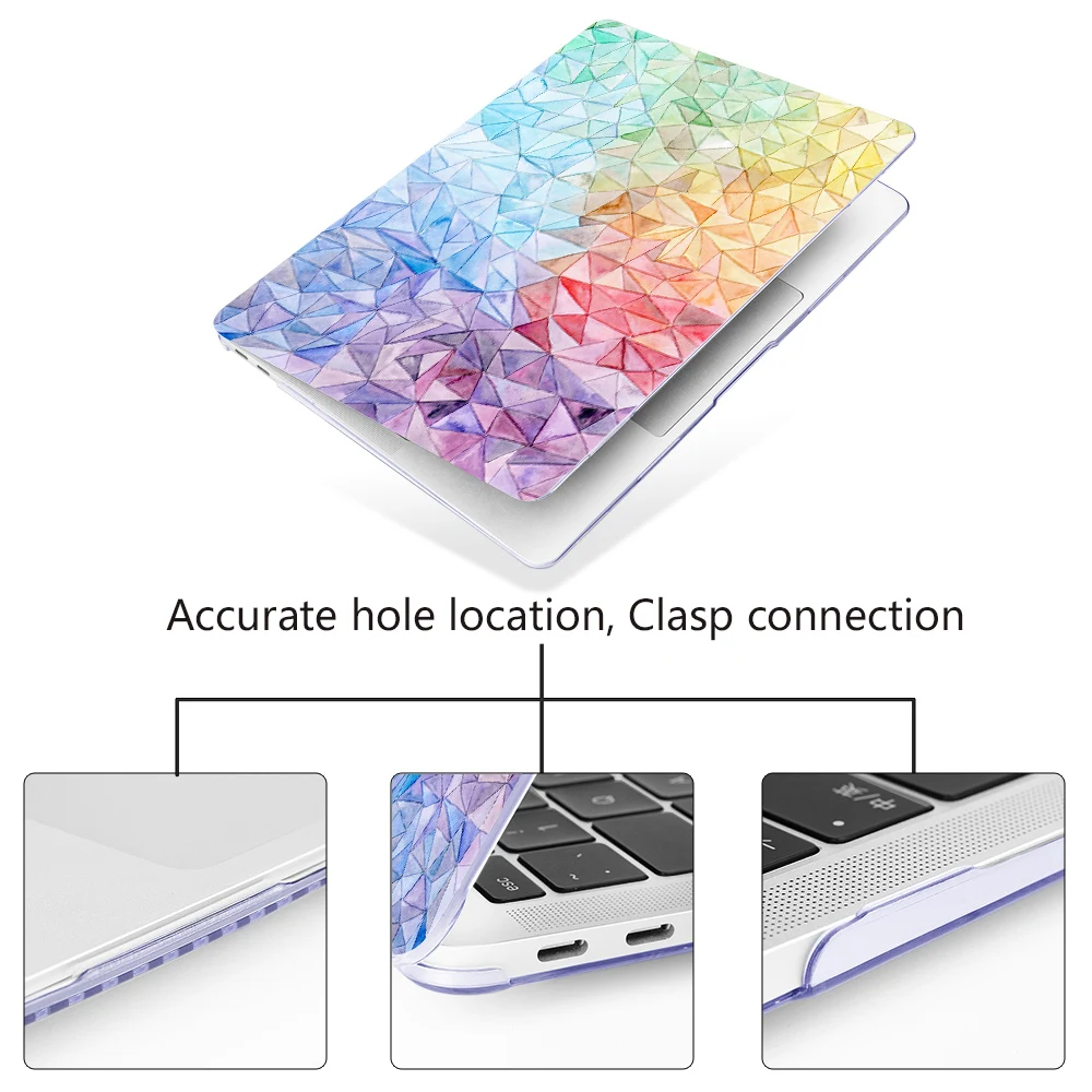 Redlai геометрический кристально чистый жесткий чехол для Macbook retina Pro 13,3 15,4 1" Air 13 Touch bar A2141 чехол для клавиатуры