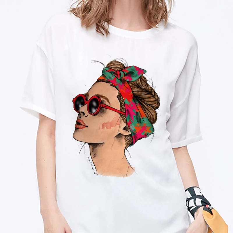 

Summer 2019 T shirt Women Harajuku Print Vintage Female Casual Fashion Tshirt O-neck Short Sleeve T-shirt White Tops Clothing