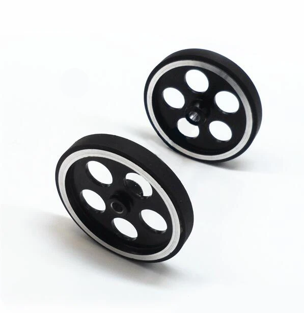 Best Offers  2PCS DIY RC Robot Car Tires 96mm Metal Wheels With Narrow Thin Rubber Tire Skin Hole Diameter 6/8/10mm Spare Parts