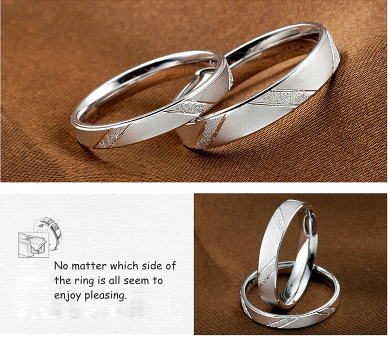 1 шт., кольца, 925 пробы, серебряные ювелирные изделия, простой стиль, кольцо для влюбленных, микро скраб, свадебные ювелирные изделия, серебряные кольца для пар для женщин/мужчин