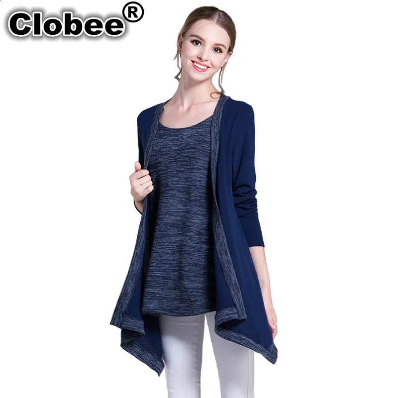 

Clobee Knitted Sweater 2019 Spring Autumn Long Sleeve Tunic Tops Pullover for Women Tunic 3XL 4XL 5XL Plus Size Women Tops Blue