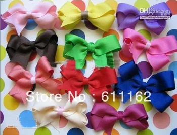 

50pcs/lot, 3.2"-3.5" Baby ribbon bows with clip,grosgrain hairclips,Hairclips,Girls' Hair accessories